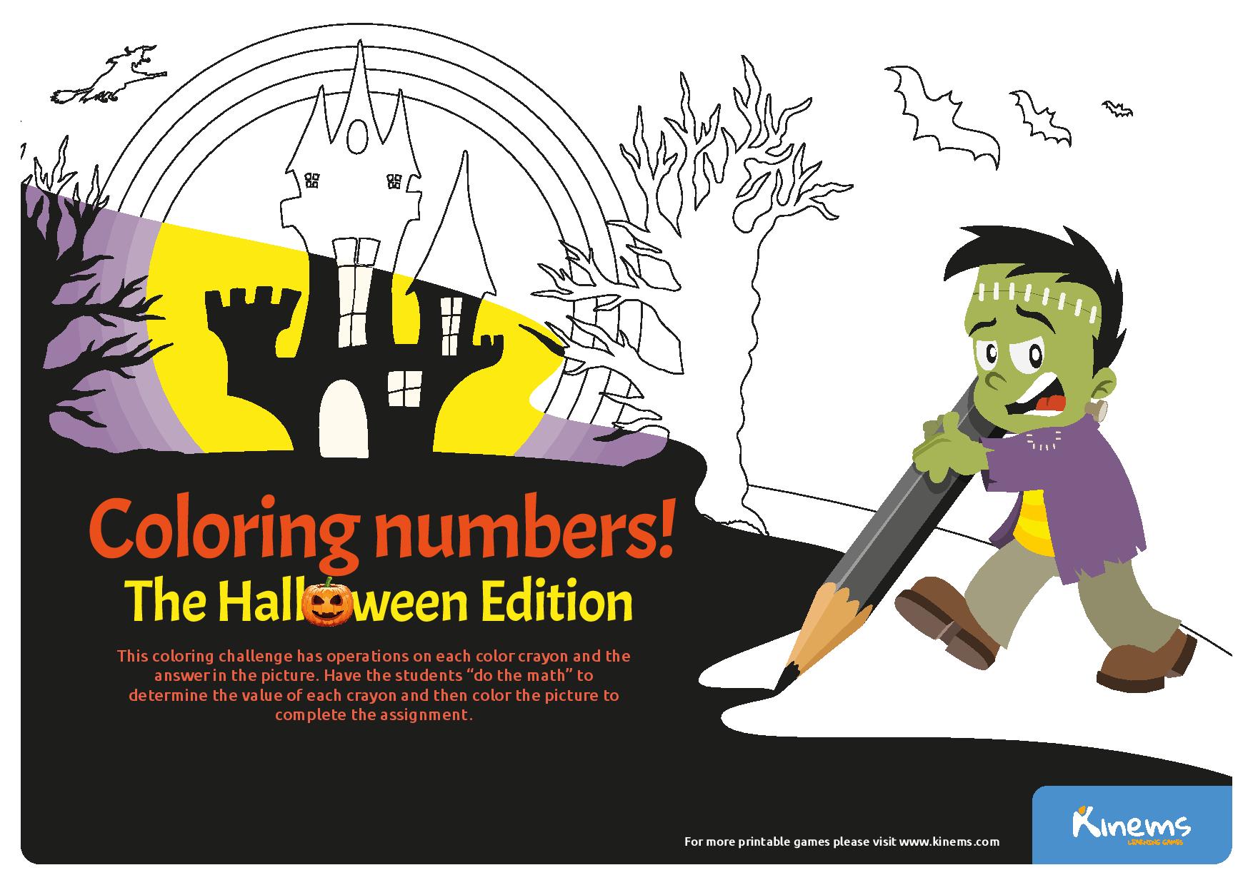 Halloween Coloring Numbers | Printable Educational Board Game